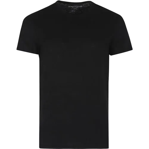 Schwarze T-Shirts & Polos Ss24 , Herren, Größe: L - majestic filatures - Modalova