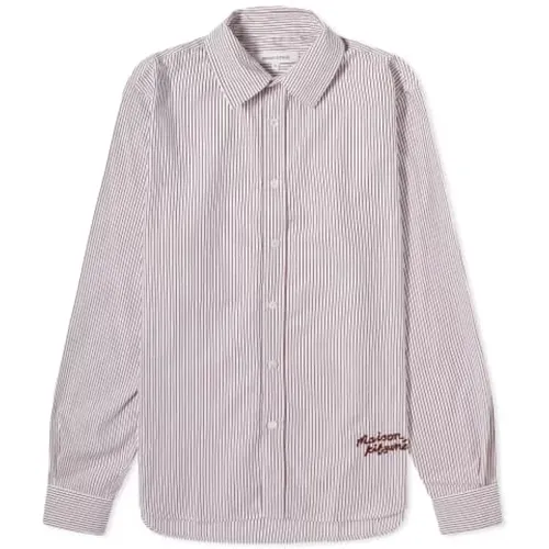 Striped Cotton Logo Shirt , male, Sizes: M, L, 2XL, XL, 3XL - Maison Kitsuné - Modalova