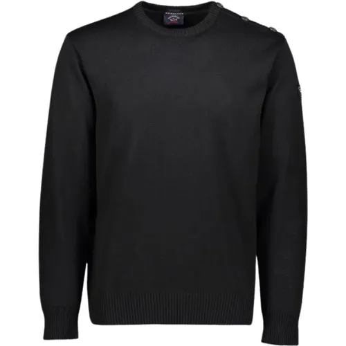 Men's Crewneck Sweater with Shoulder Buttons , male, Sizes: M, XL, L - PAUL & SHARK - Modalova