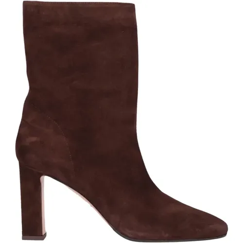 Classic ankle boots Manzoni 85 suede leather , female, Sizes: 4 UK - Aquazzura - Modalova