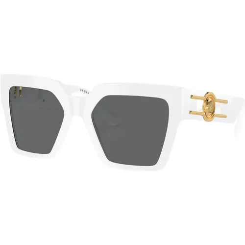 Weiß/Dunkelgrau Sonnenbrille , Damen, Größe: 54 MM - Versace - Modalova
