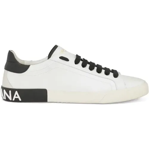 Leather Low-Top Sneakers , male, Sizes: 8 1/2 UK - Dolce & Gabbana - Modalova
