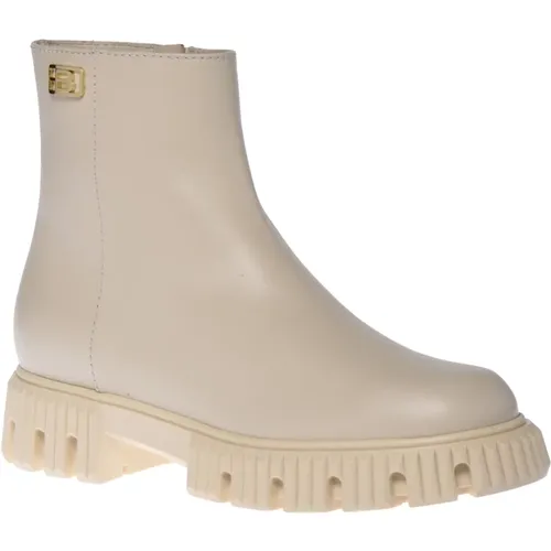 Combat boots in vanilla leather , Damen, Größe: 40 EU - Baldinini - Modalova