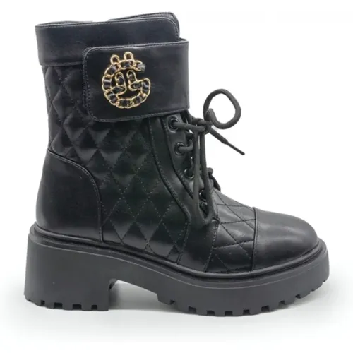 Quilted Ankle Boots with Chain Detail , female, Sizes: 3 UK, 4 UK, 2 UK, 6 UK, 5 UK - Gaëlle Paris - Modalova