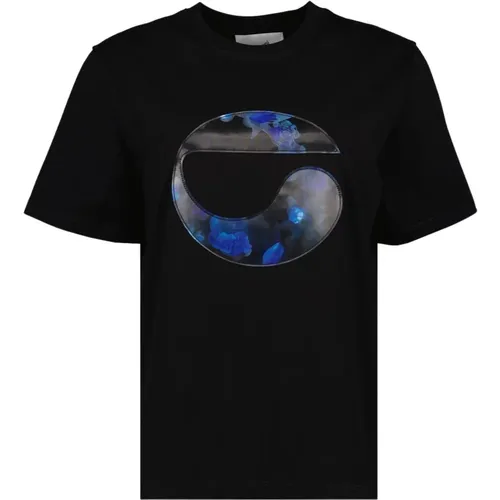 Holographisches Oversized-Blumenlogo-T-Shirt , Damen, Größe: M - Coperni - Modalova
