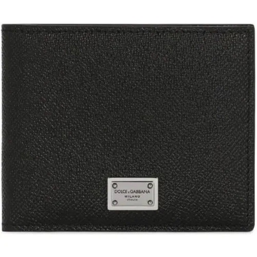 Bi-fold Wallet with Logo Plaque , male, Sizes: ONE SIZE - Dolce & Gabbana - Modalova