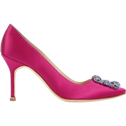 Rosa Kristall Schnalle Spitz Zehen Pumps - Manolo Blahnik - Modalova