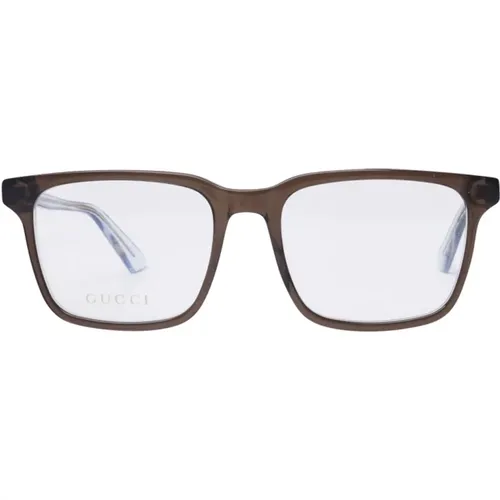 Mens Square Acetate Eyeglasses in Transparent , male, Sizes: 55 MM - Gucci - Modalova