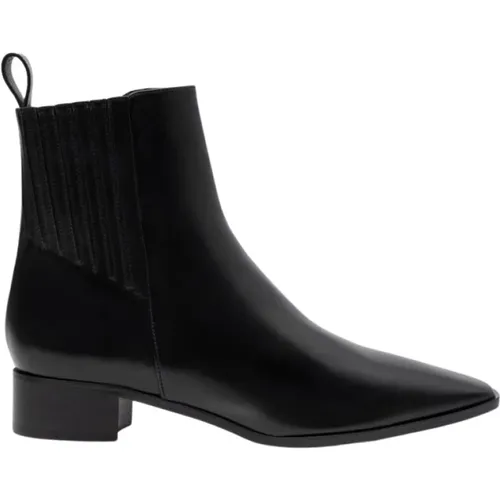 Schwarzer Chelsea-Stiefel mit Lederelementen , Damen, Größe: 36 1/2 EU - PARALLELE - Modalova