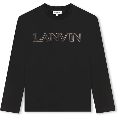 Schwarzes T-Shirt mit Logodruck - Lanvin - Modalova