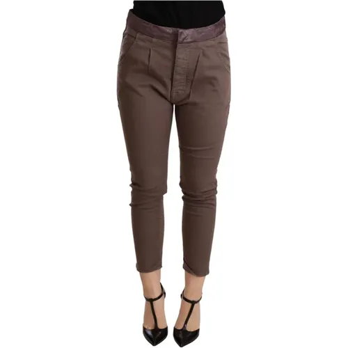 Braune Cropped Skinny Hose , Damen, Größe: W25 - Cycle - Modalova