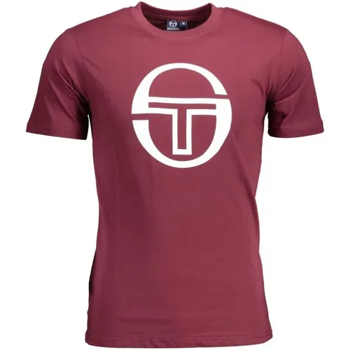 Lila Baumwoll-Crew-Neck-T-Shirt , Herren, Größe: L - Sergio Tacchini - Modalova