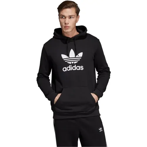 Schwarzer Trefoil Hoodie für Männer , Herren, Größe: S - Adidas - Modalova