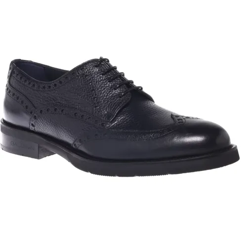 Lace-up in black tumbled leather and leather , Herren, Größe: 41 EU - Baldinini - Modalova