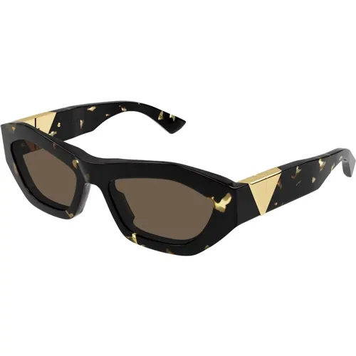 Stylische Sonnenbrille in Blonde Havana,Braune Sonnenbrille Bv1221S - Bottega Veneta - Modalova