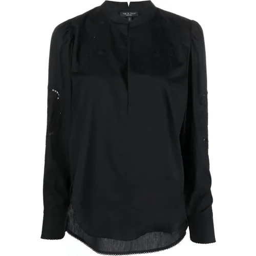 Schwarze Baumwoll-Casual-Bluse , Damen, Größe: S - Rag & Bone - Modalova