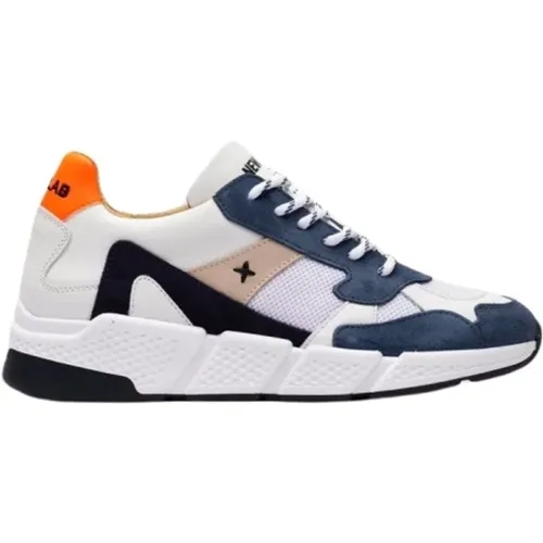 Racer Sneaker - White Leather and Blue Suede Trainer , male, Sizes: 10 UK, 8 UK - Newlab - Modalova