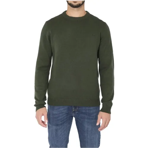 Dark Men Sweater Round Solid Color , male, Sizes: XL, L, 2XL - Sun68 - Modalova