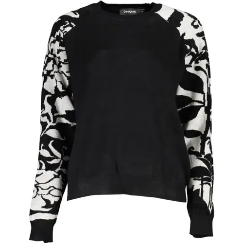 Schicker Pullover mit hohem Halsausschnitt und Kontrastdetails , Damen, Größe: M - Desigual - Modalova