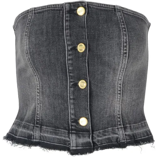 Denim Top with Tint Edge , female, Sizes: XS, S - Ganni - Modalova