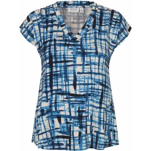 Abstract Print Top & T-Shirt , female, Sizes: XL, S, M, L, 2XL - Masai - Modalova