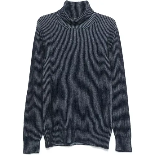 Navy Ribbed Knit Turtleneck Sweater , male, Sizes: 2XL, XL, S, M, L - Tagliatore - Modalova