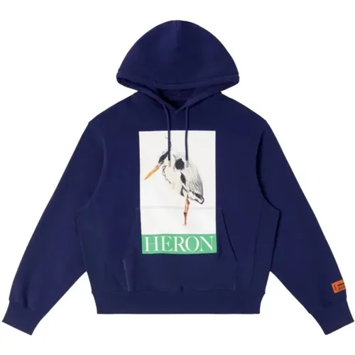 Navy Bird Painted Hoodie , male, Sizes: XL - Heron Preston - Modalova