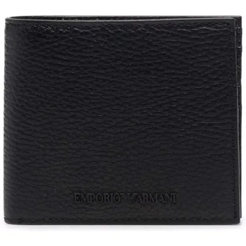 Grained leather wallet with designer code , male, Sizes: ONE SIZE - Emporio Armani - Modalova