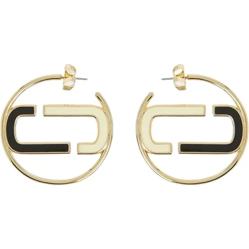 Goldfarbene Colourblock Hoop-Ohrringe mit Logo-Motiv , Damen, Größe: ONE Size - Marc Jacobs - Modalova