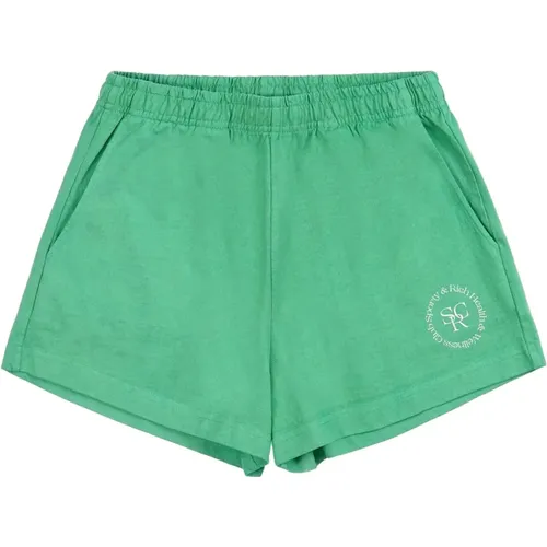 Grüne Baumwoll-Disco-Shorts mit Logo , Damen, Größe: S - Sporty & Rich - Modalova