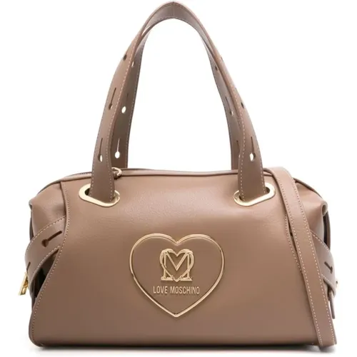 Taupe Faux Leather Shoulder Bag , female, Sizes: ONE SIZE - Love Moschino - Modalova