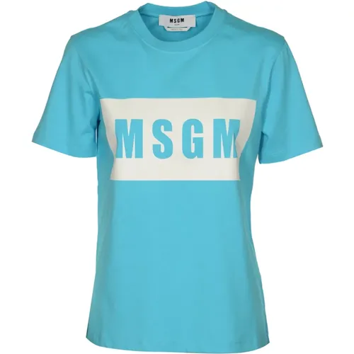 Blaue T-Shirts und Polos Kollektion , Damen, Größe: S - Msgm - Modalova