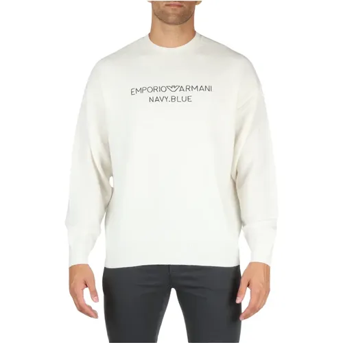 Wollpullover mit Rundhalsausschnitt und Logo-Stickerei , Herren, Größe: M - Emporio Armani - Modalova