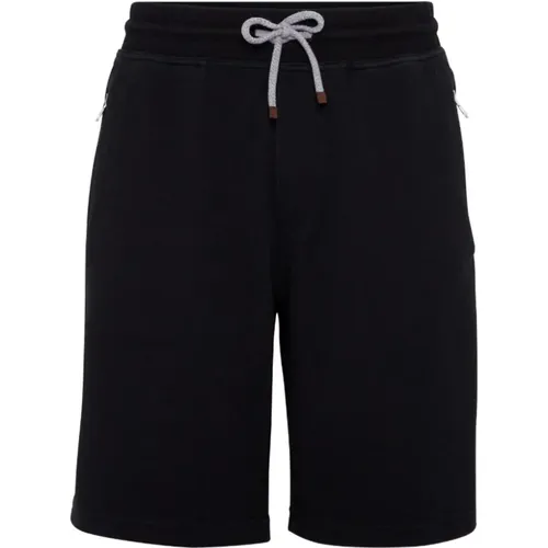 Schwarze Bermuda-Shorts aus Baumwolle - BRUNELLO CUCINELLI - Modalova