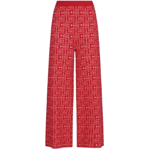 Rote Jacquard Initialen Straight Hose , Damen, Größe: XS - Carolina Herrera - Modalova