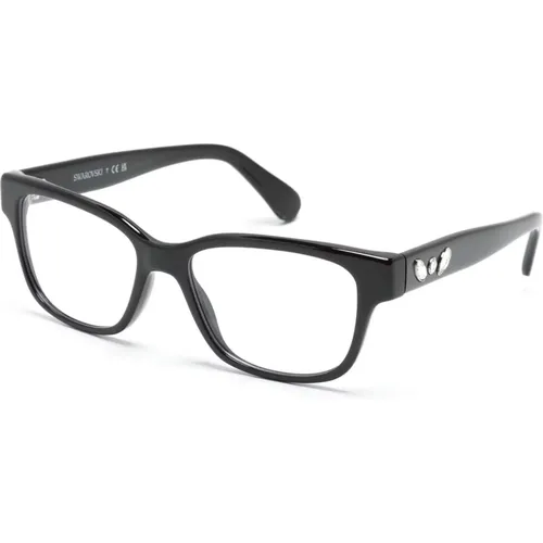 Klassische Schwarze Optische Brille , Damen, Größe: 52 MM - Swarovski - Modalova