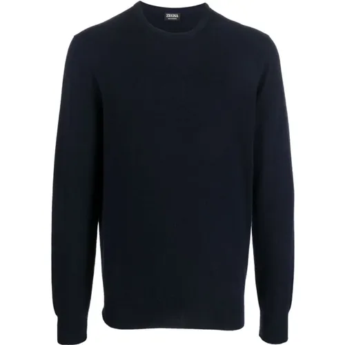 Navy Cashmere Crew-Neck Sweater , male, Sizes: XL - Ermenegildo Zegna - Modalova