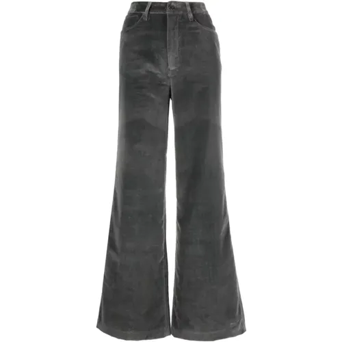 Grey Velvet High Waist Flared Trousers , female, Sizes: W28, W25 - Officine Générale - Modalova
