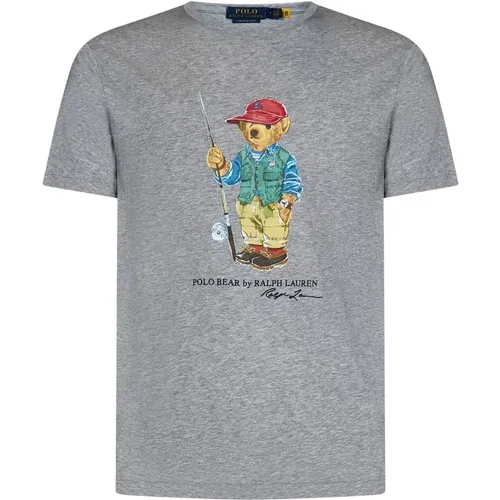 Graues Polo T-Shirt für Herren mit Polo Bear Grafik - Polo Ralph Lauren - Modalova
