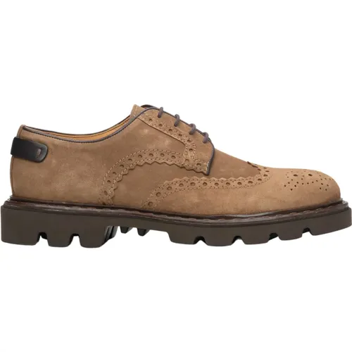 Men`s Light Suede Lace-Up Brogues Er00113800 , male, Sizes: 9 UK, 7 UK, 8 UK, 10 UK - Estro - Modalova