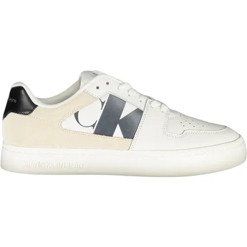 Sporty Lace-Up Sneakers White Print Logo , male, Sizes: 6 UK, 4 UK, 5 UK, 3 UK, 7 UK, 2 UK - Calvin Klein - Modalova