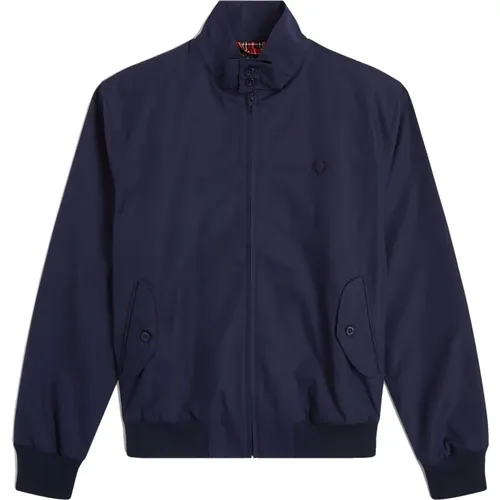 Klassische Harrington Jacke Navy , Herren, Größe: S - Fred Perry - Modalova