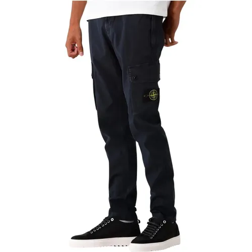 Dunkelblaue Slim Cargo Hose , Herren, Größe: W33 - Stone Island - Modalova