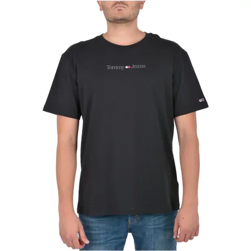 Schwarze Logo T-Shirts und Polos , Herren, Größe: XL - Tommy Jeans - Modalova