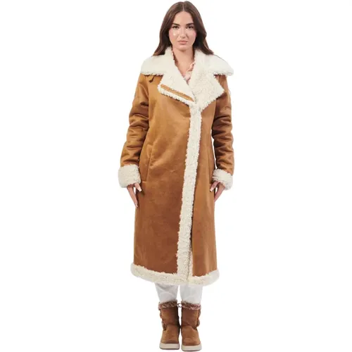 Long coat with faux fur , female, Sizes: XL - Fracomina - Modalova