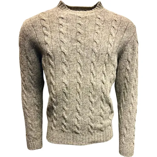 Cable Rib Crew Neck Pullover Oyster , Herren, Größe: L - William Lockie - Modalova