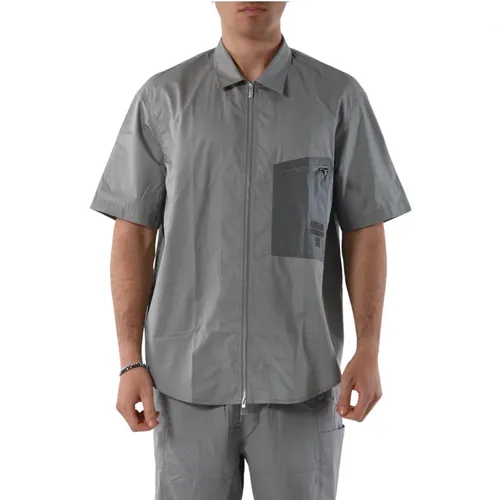 Cotton Shirt with Zip Closure , male, Sizes: L, 2XL, S - Armani Exchange - Modalova