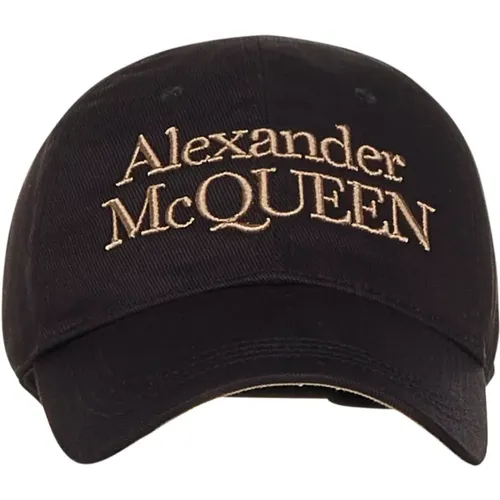 Schwarze Kappe mit gesticktem Logo , Herren, Größe: M - alexander mcqueen - Modalova
