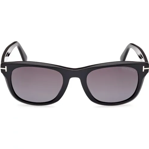 Mutige Eckige Sonnenbrille Schwarz/Grau Verlauf , unisex, Größe: 54 MM - Tom Ford - Modalova