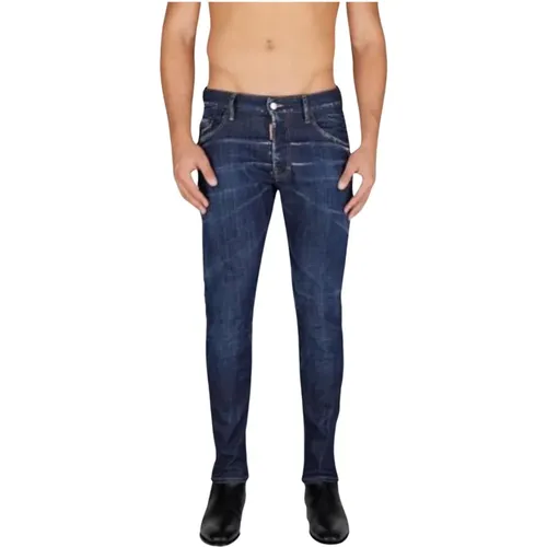 Dunkelblaue Slim-Fit Skater Jeans für Herren , Herren, Größe: S - Dsquared2 - Modalova